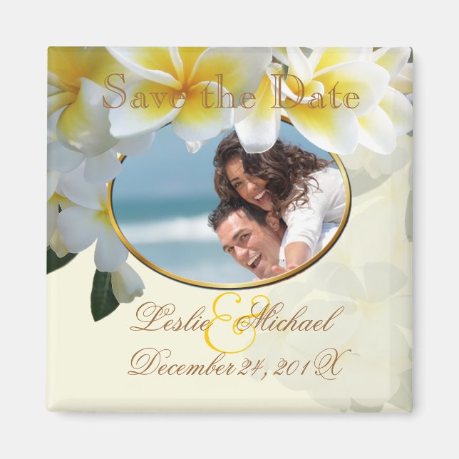 Pix Dezines Rett Date, Plumeria Lei Magnet (Vorne)