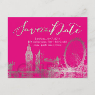 Pix Dezines/Rett Date/Silver/London Skyline Ankündigungspostkarte