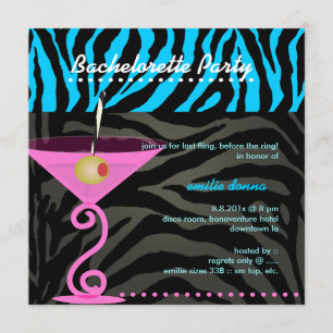 Pix Dezines Rosa Martini Junggeselinnen-Abschied Einladung