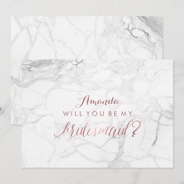 Pix Dezines Rose Gold wird meine Bridesmaid sein Einladung (Vorne/Hinten)