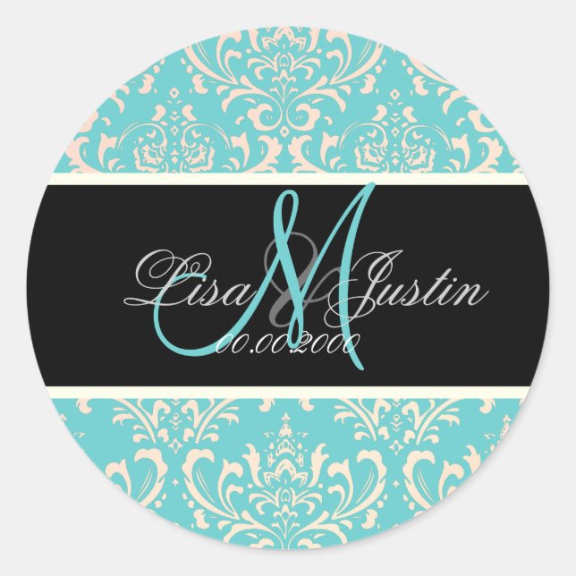 Pix Dezines Rossi Damask, Farbe nach Maß!!!! Runder Aufkleber (Vorderseite)