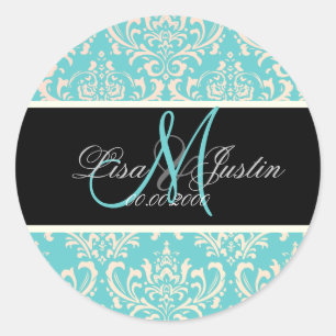 Pix Dezines Rossi Damask, Farbe nach Maß!!!! Runder Aufkleber