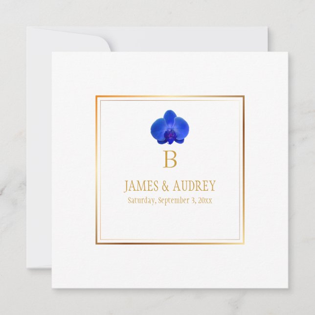 Pix Dezines Royal Blue Orchids/Phalaenopsis Einladung (Vorderseite)