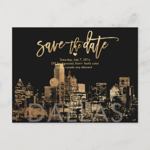 Pix Dezines/Save the Date Dallas Skyline/Imitats G Ankündigungspostkarte