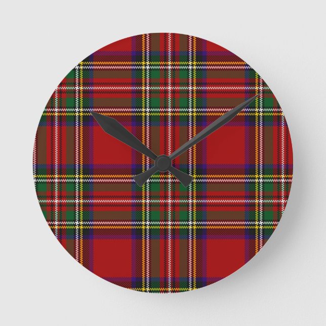 Pix Dezines-Stewart-Tartan Runde Wanduhr (Vorderseite)
