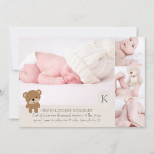 Pix Dezines Teddy Bär Geburtsankündigung des Fotos Ankündigung