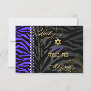 Pix Dezines uAwg Lila Zebrastreifen, Bat Mitzvah RSVP Karte