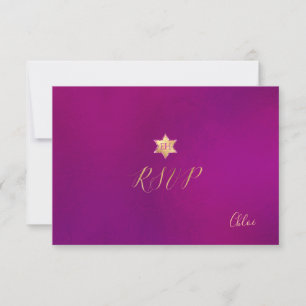 Pix Dezines UAWG minimalist Fuschia Mitzvah ✡ RSVP Karte