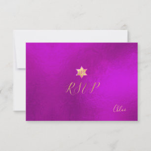 Pix Dezines UAWG minimalist Magenta Mitzvah ✡ RSVP Karte