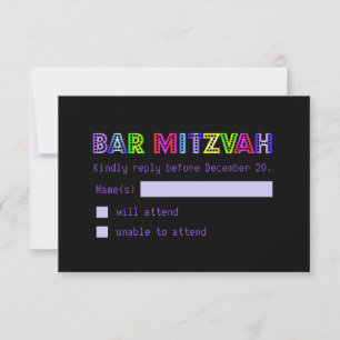 Pix Dezines UAWG Neon Sign Bar Mitzvah RSVP Karte