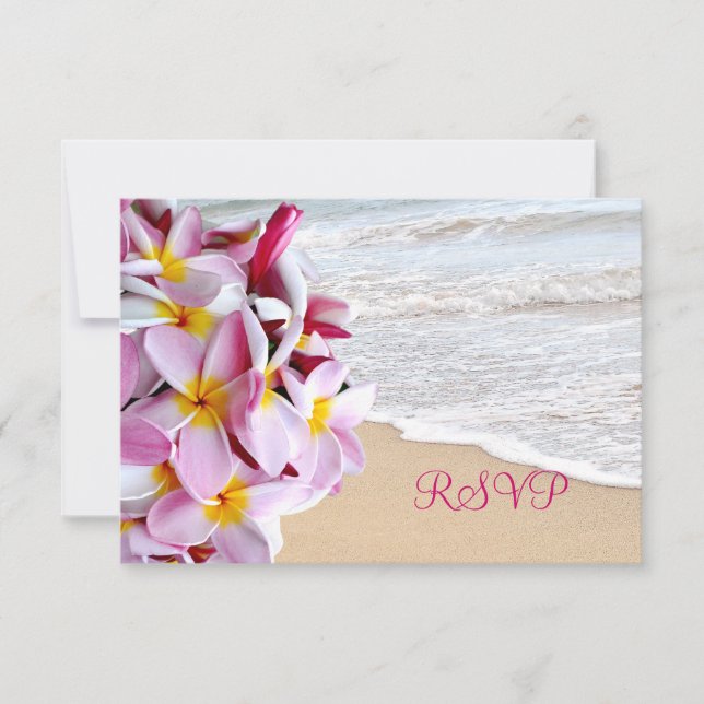 Pix Dezines uAwg pink plumeria Lei /beach RSVP Karte (Vorderseite)