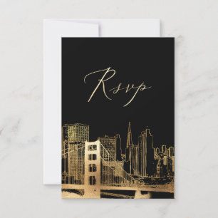 Pix Dezines UAWG San Francisco Skyline/Imitate Gol RSVP Karte