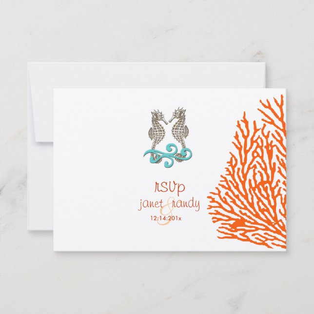 Pix Dezines uAwg Seepferd, Party am Strand RSVP Karte (Vorderseite)