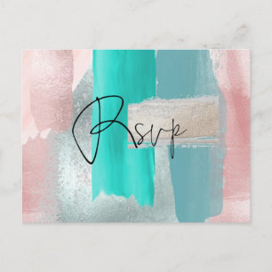 Pix Dezines UAWG w Meals, Modernes Blush Aqua Einladungspostkarte