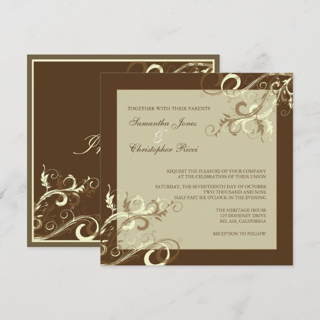 Pix Dezines VANILLA WIRBEL/CAFE AU LAIT Einladung (Vorne/Hinten)