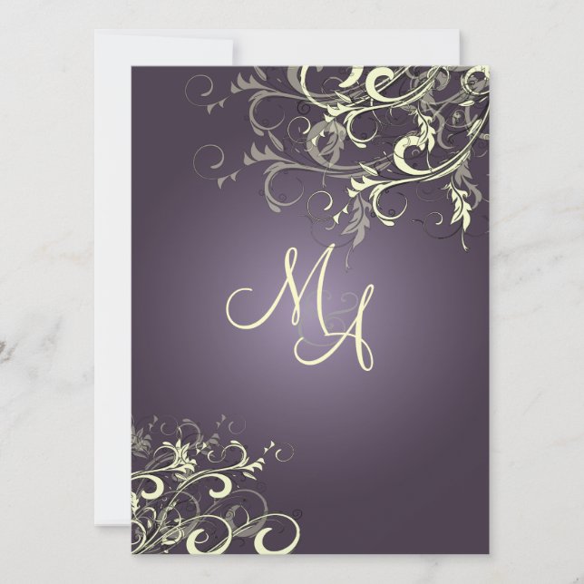 Pix Dezines Vanilla Wirbel/DIY Dunkler Lila Becker Einladung (Vorderseite)