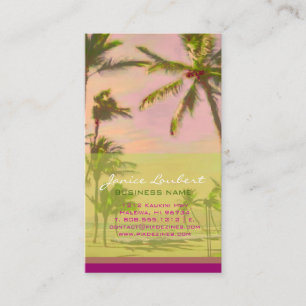 Pix Dezines Vintag Hawaiian Beach Scene/Magenta Visitenkarte