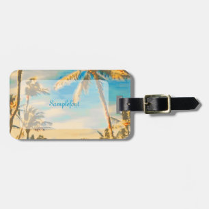 Pix Dezines Vintage hawaiianische Strandszene/blau Gepäckanhänger
