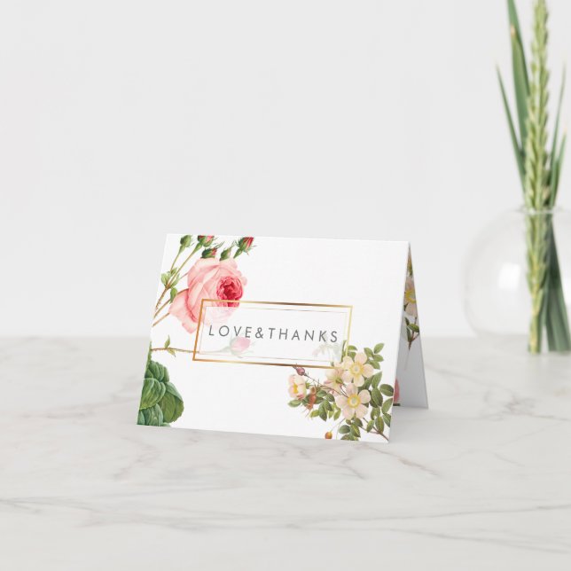 Pix Dezines Vintage Rose/Redoute/Vielen Dank Dankeskarte (Vorderseite)