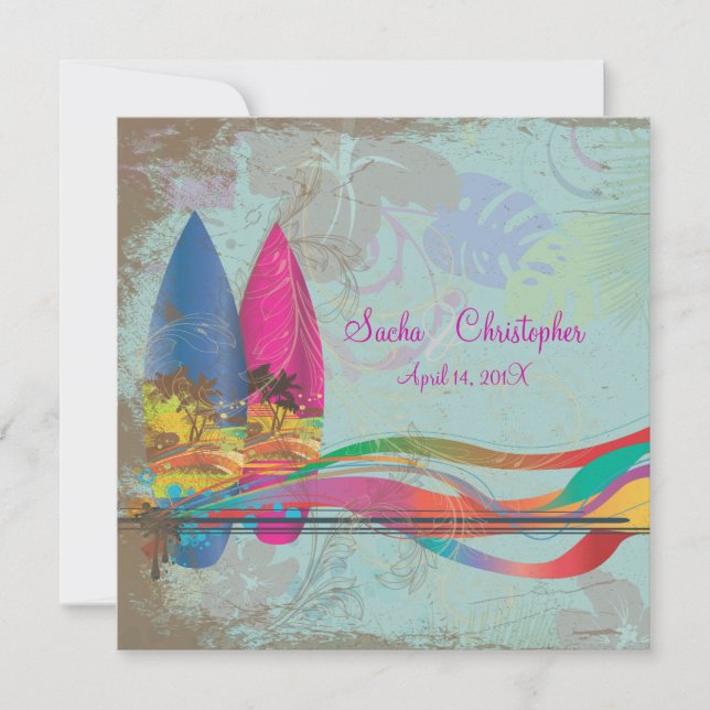 Pix Dezines Vintage Surfer, Destination Events Einladung (Vorderseite)