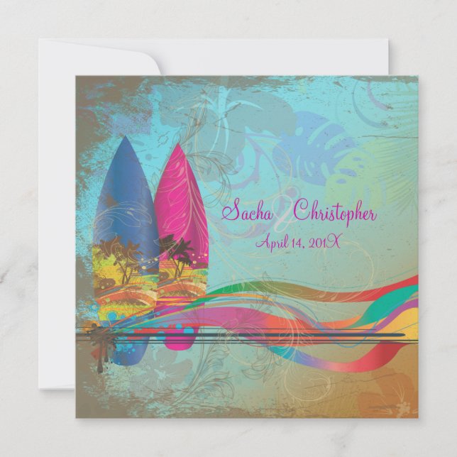 Pix Dezines Vintage Surfer, Destination Events Einladung (Vorderseite)