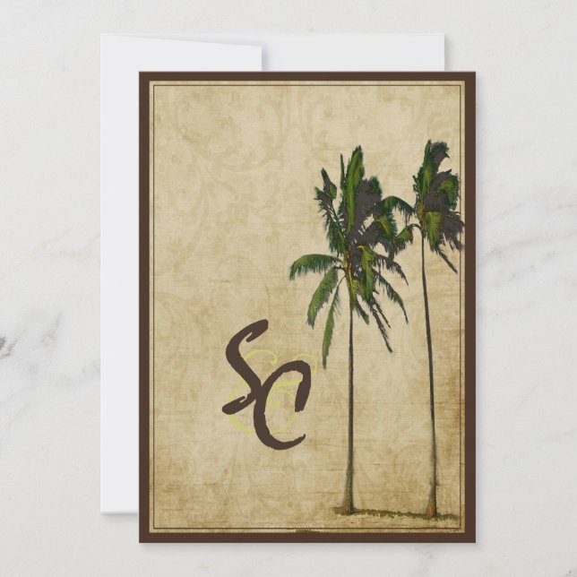 Pix Dezines Vintage Zwillingspalmen Einladung (Vorderseite)
