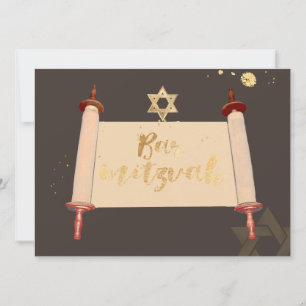 Pix Dezines Vintager Torah-Scroll Bar mitzvah Einladung