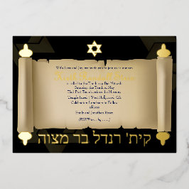 Pix Dezines Vintager Torah-Scroll Bar mitzvah Folieneinladung