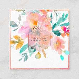 Pix Dezines Watercolor Blume Garten Rose Quadratische Visitenkarte