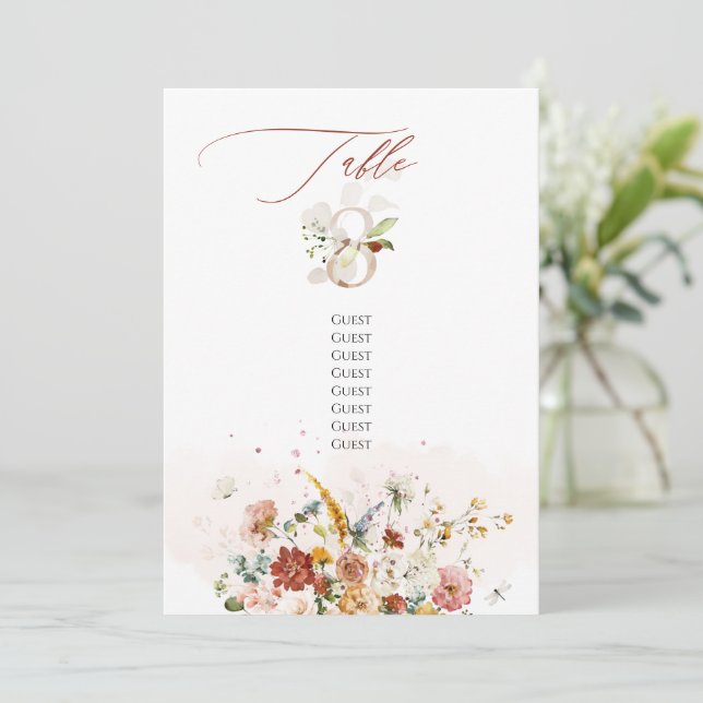Pix Dezines Watercolor Fall Garden Blume Tabelle 8 Einladung (Stehend Vorderseite)
