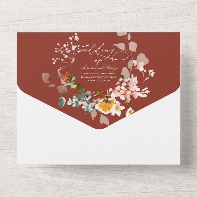 Pix Dezines Watercolor Herbstgarten Blume All In One Einladung (Rückseite)