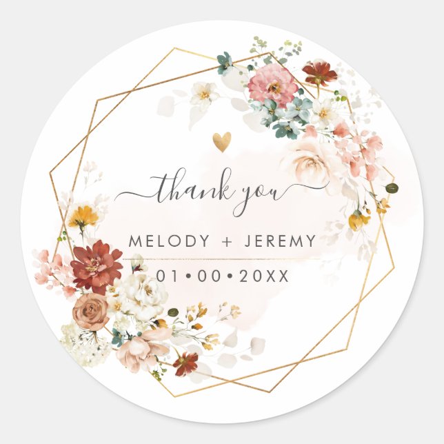 Pix Dezines Watercolor Herbstgarten Blume Runder Aufkleber (Vorderseite)