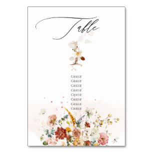 Pix Dezines Watercolor Herbstgarten Blume Tischnummer