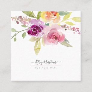 Pix Dezines Watercolor Sommer-Rose, Pflaume Quadratische Visitenkarte