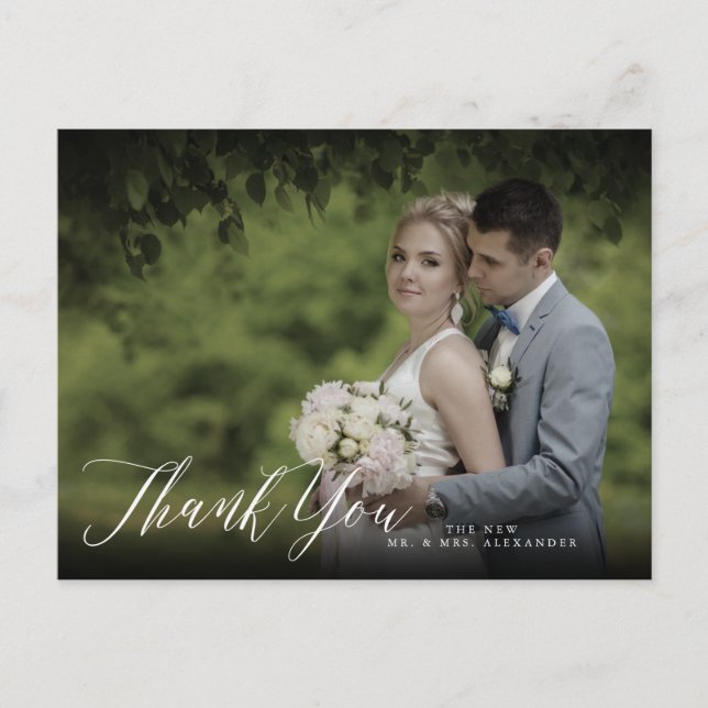 Pix Dezines Wedding Danke / Chic Calligrafy Postkarte (Vorderseite)