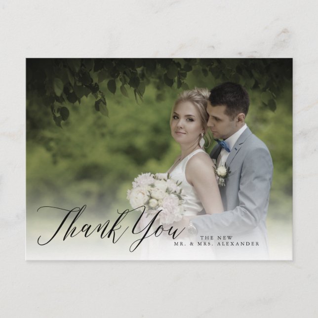 Pix Dezines Wedding Danke / Chic Calligrafy Postkarte (Vorderseite)