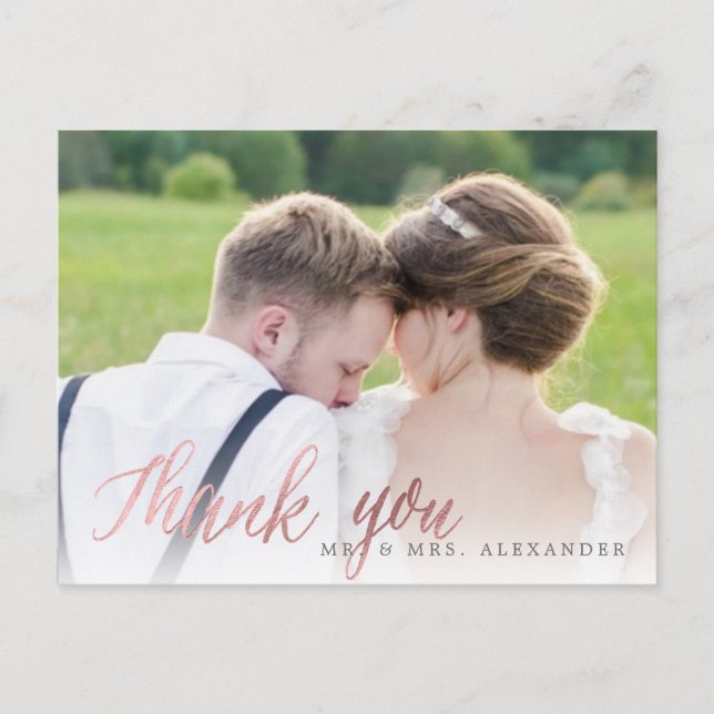 Pix Dezines Wedding Vielen Dank/Imitats Rose Gold  Postkarte (Vorderseite)