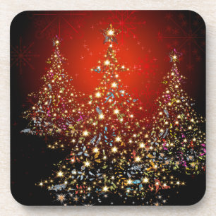 Pix Dezines Whimpsy Weihnachtsbaum+Schneeflocken Getränkeuntersetzer