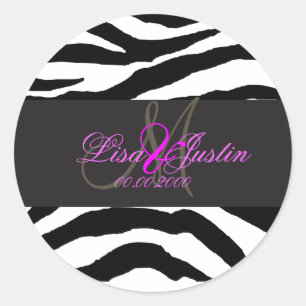 Pix Dezines zebra Monogramm Aufkleber/DIY Farben Runder Aufkleber