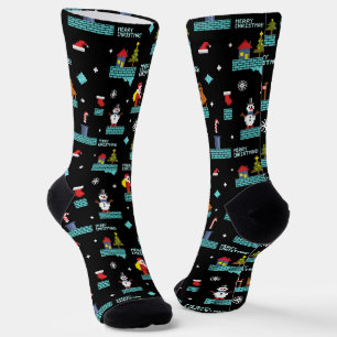 Pixated Frohe Weihnachtsmuster - Retro Design Socken
