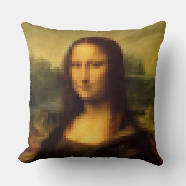 Pixated Mona Lisa Kissen (Vorderseite)