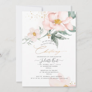 PixDezin H2 Einzelne Blütenblätter-Rosen Taufkleid Einladung