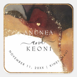 PixDezine Abstrakt Tinte Alkohol Imitate Gold Quadratischer Aufkleber