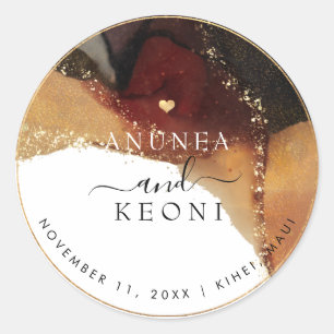 PixDezine Abstrakt Tinte Alkohol Imitate Gold Runder Aufkleber