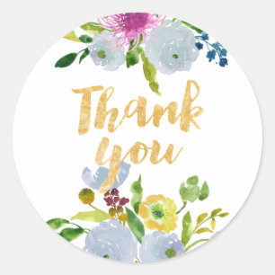 PixDezine Aquarell florale/blaue Ranunkel Runder Aufkleber