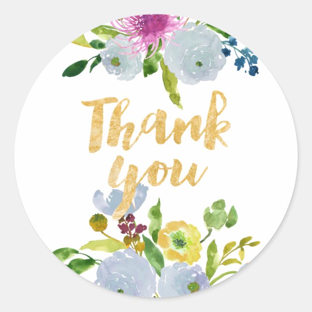 PixDezine Aquarellblume/blauer Ranunculus Runder Aufkleber (Vorderseite)