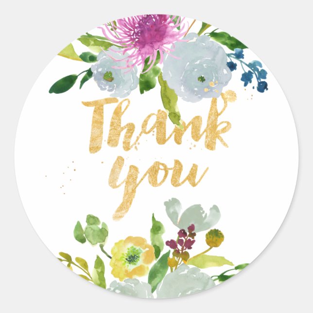 PixDezine Aquarellblume/grüner Ranunculus Runder Aufkleber (Vorderseite)