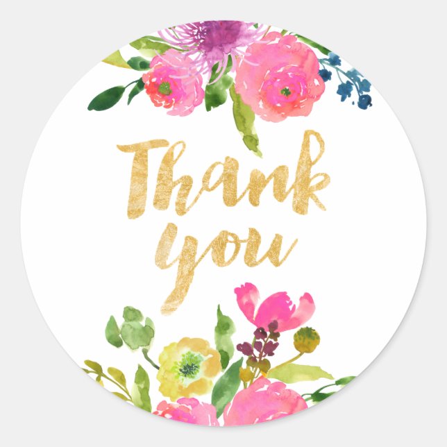 PixDezine Aquarellblume/Rosa Ranunculus Runder Aufkleber (Vorderseite)