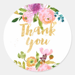 PixDezine Aquarellblume/Rosa Ranunculus Runder Aufkleber