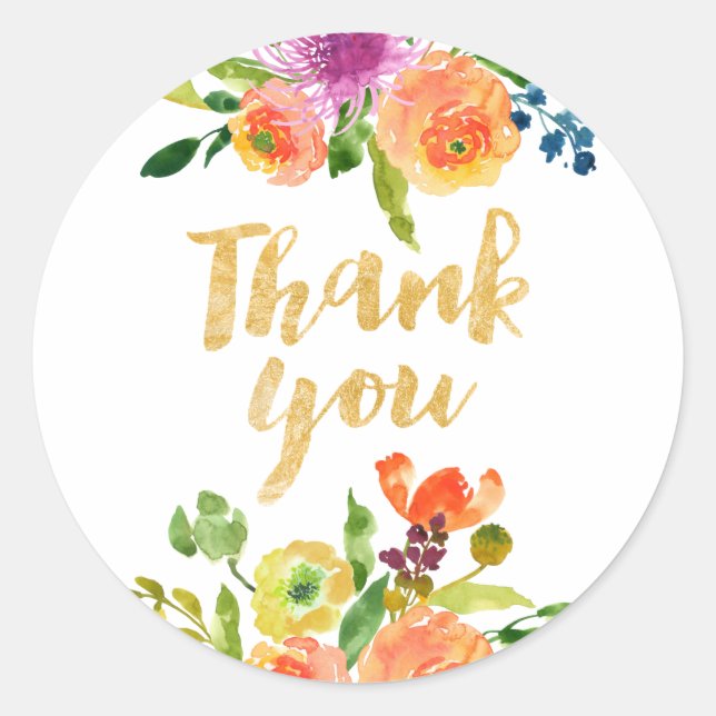 PixDezine Aquarellranunculus floral/orange Runder Aufkleber (Vorderseite)